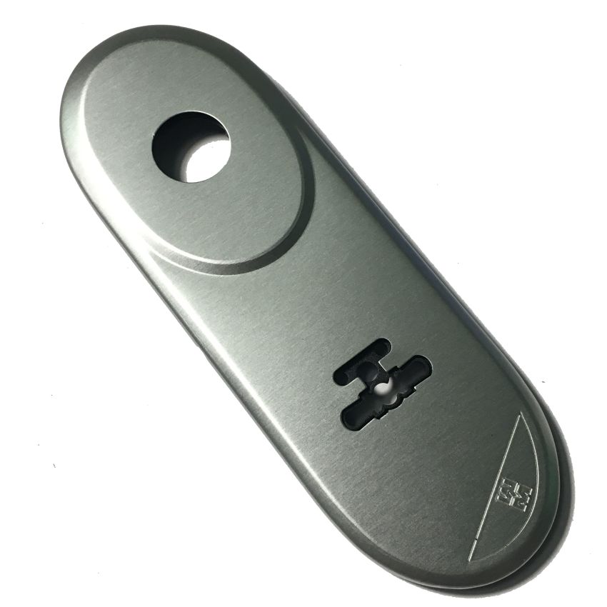 Espelho comprido Mottura interior, com entrada para chave e puxador, em alumínio anodizado