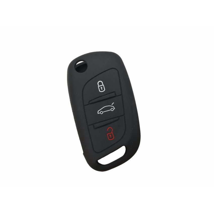 Capa silicone Citröen, nova flip três botões, negra
