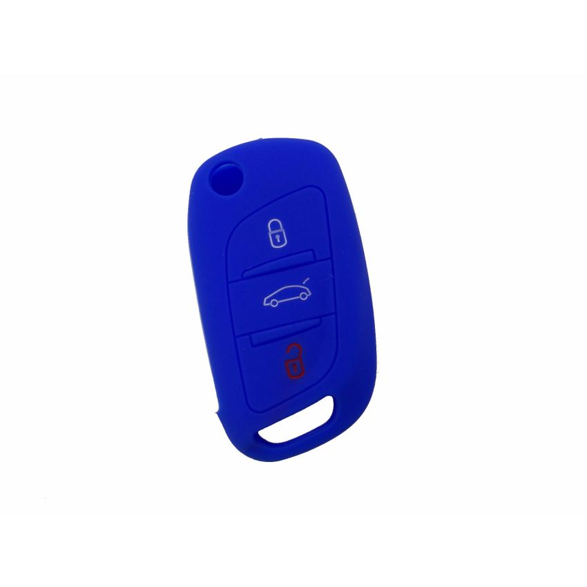 Capa silicone Citröen, nova flip três botões, azul