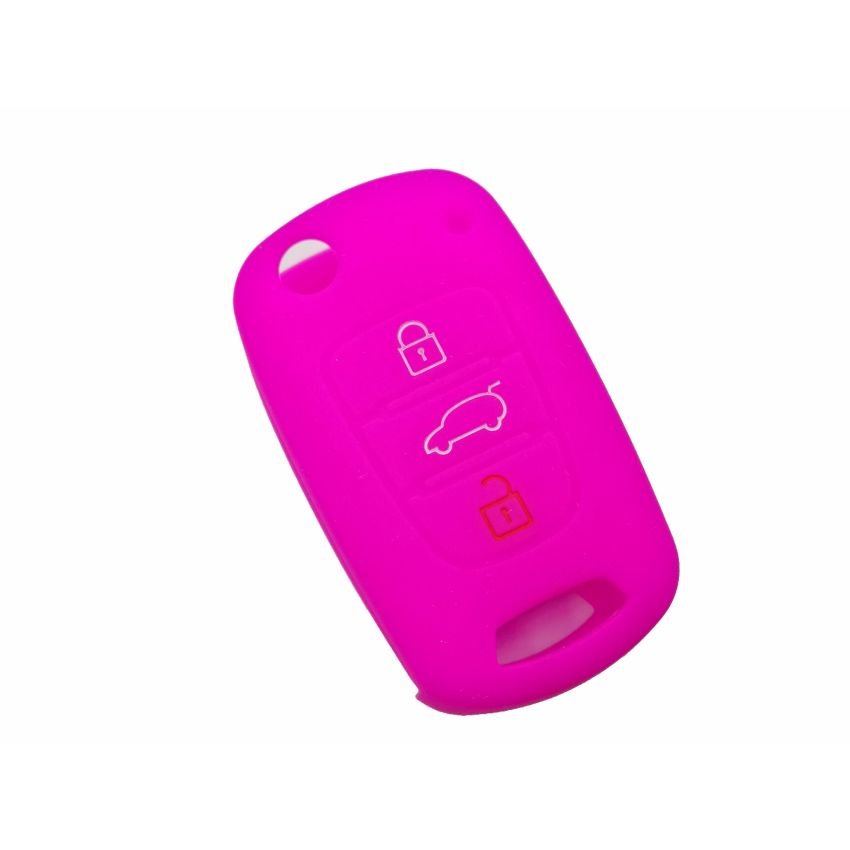Capa silicone Kia, três botões, rosa