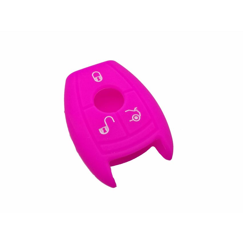 Capa silicone Mercedes, três botões, rosa