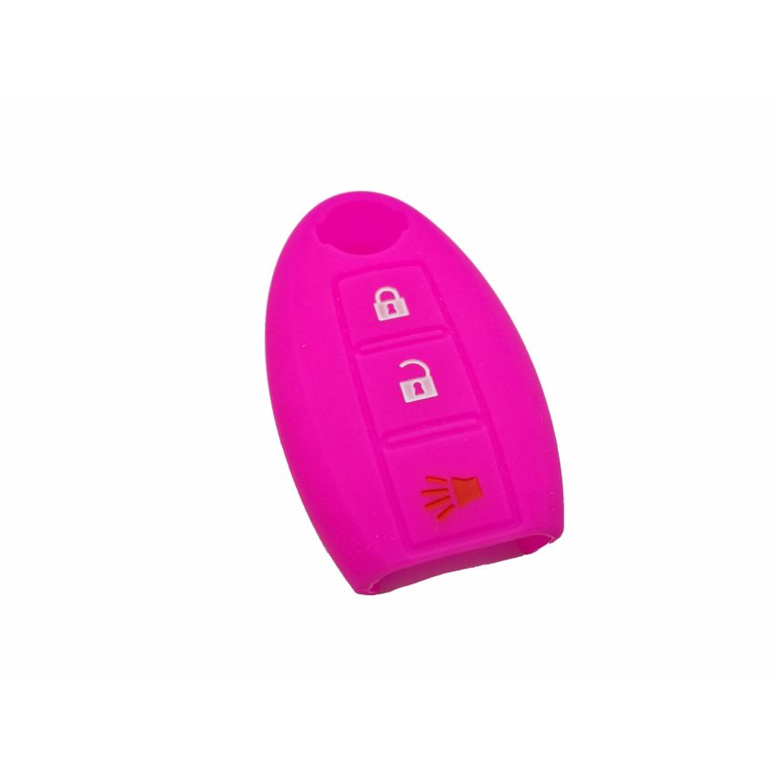 Capa silicone Nissan, três botões, rosa