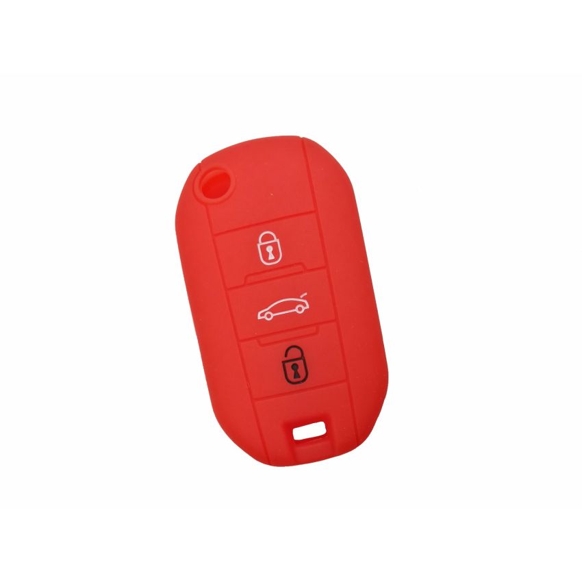 Capa silicone Peugeot, flip três botões, vermelha