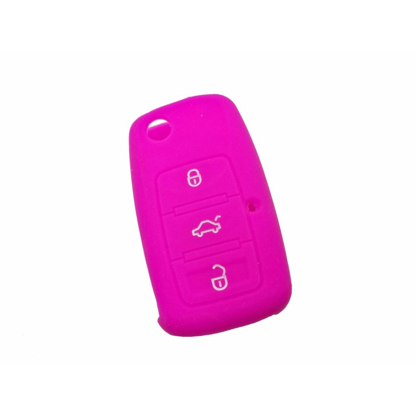 Capa silicone Volkswagen, três botões, rosa