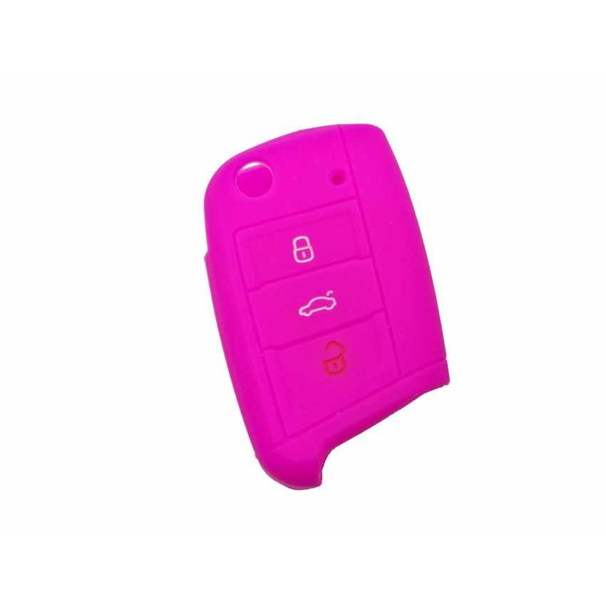 Capa silicone Volkswagen, três botões, rosa