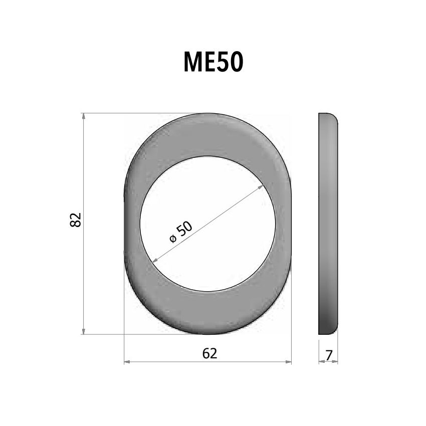 Espelho oval AF exterior, argento, 50 mm