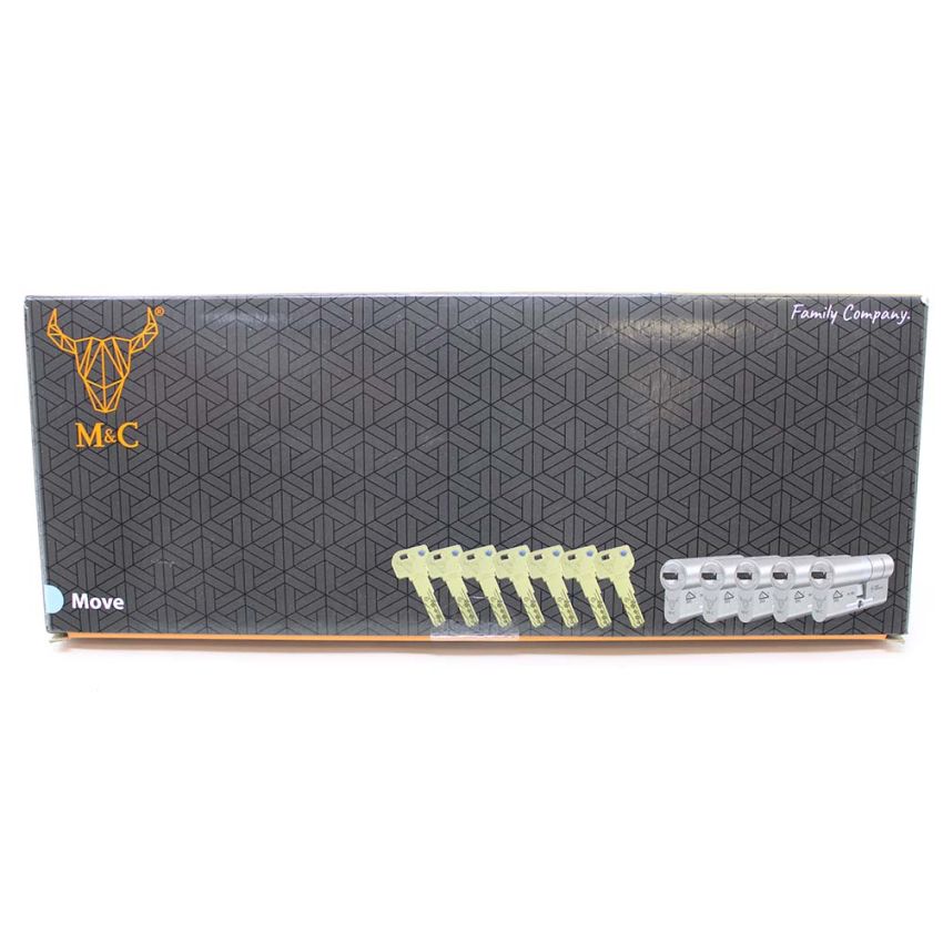 Cilindro M&C Move 32x32mm niquelado, Pack 5 cilindros mestrados