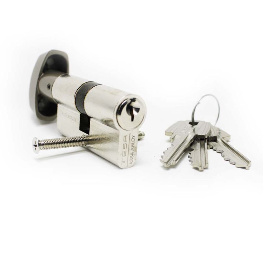 Cilindro Tesa TE5 50x30mm niquelado com botão