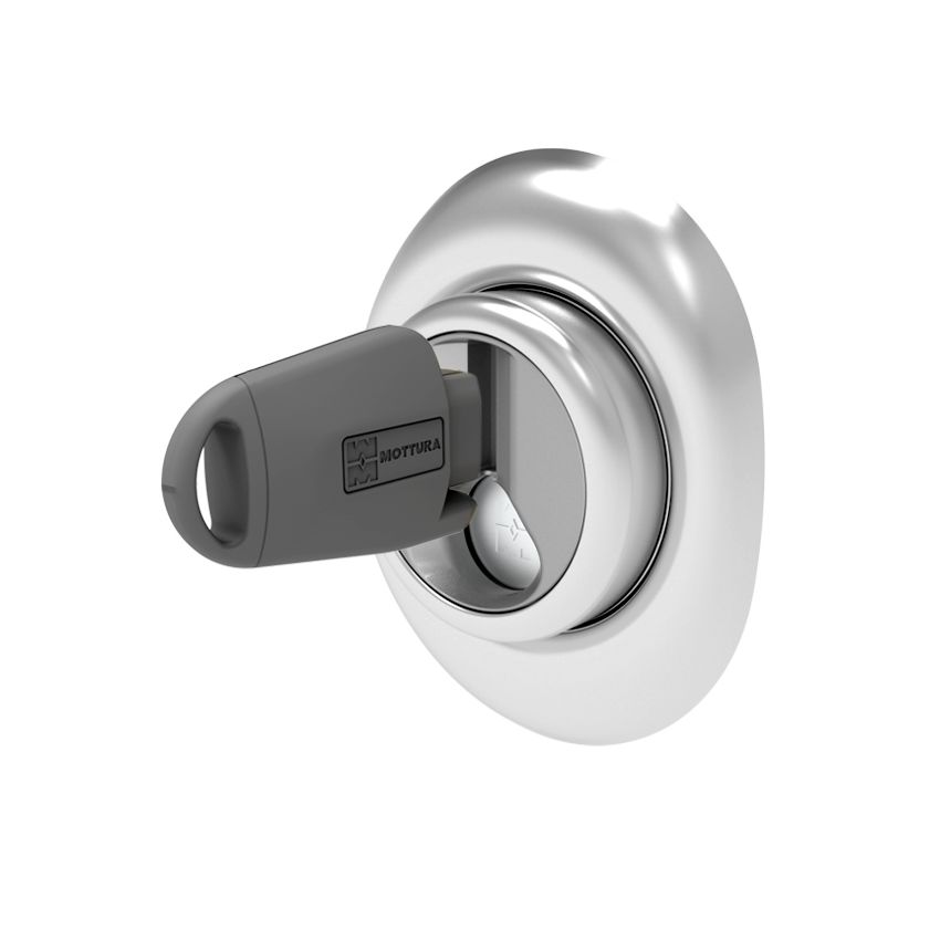 Escudo Mottura magnético de perfil europeu c/3 chaves, cromado