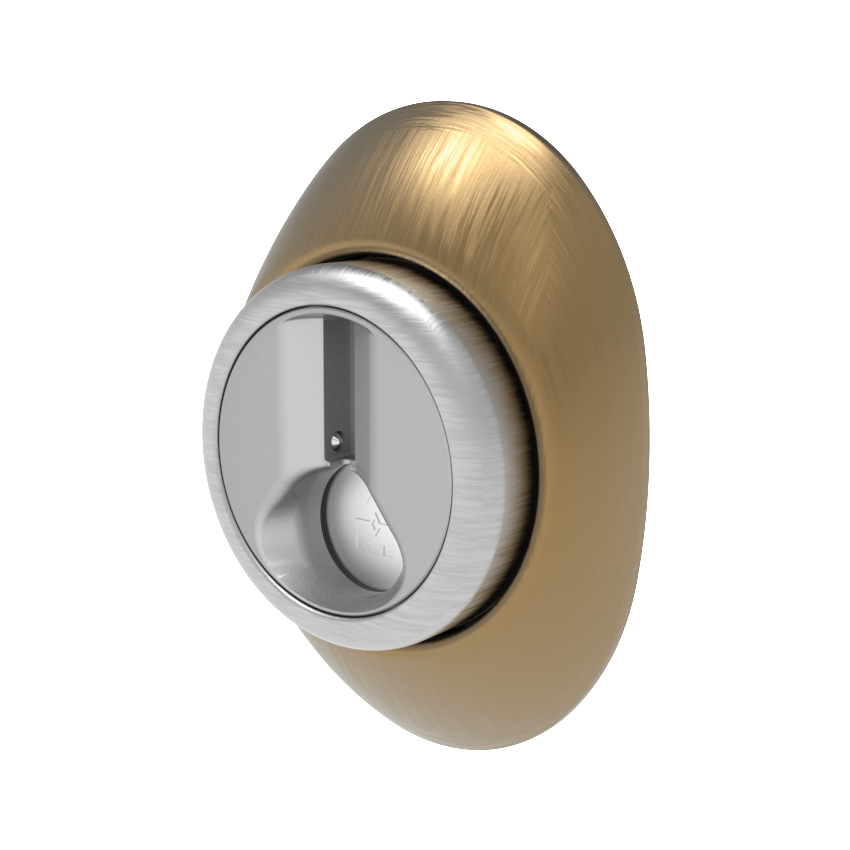 Escudo Mottura magnético de perfil europeu c/3 chaves, bronze