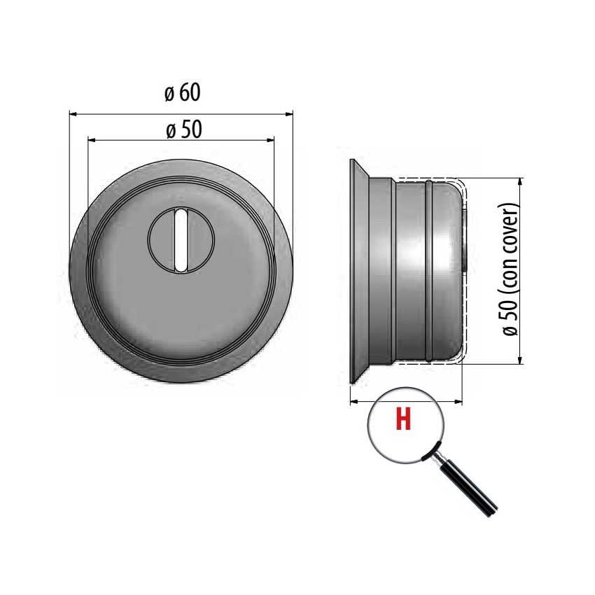 Escudo de segurança AF para fechaduras de sobrepor, anti-tubo, 50 mm
