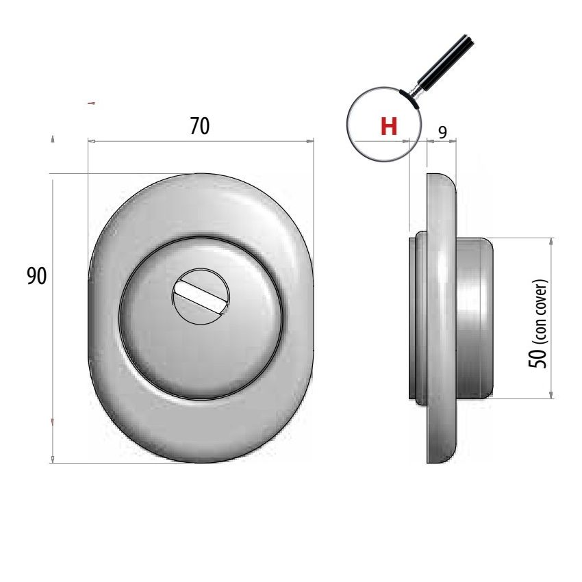 Escudo de segurança AF cromado (Kit), anti-tubo e superblindado, 50 mm