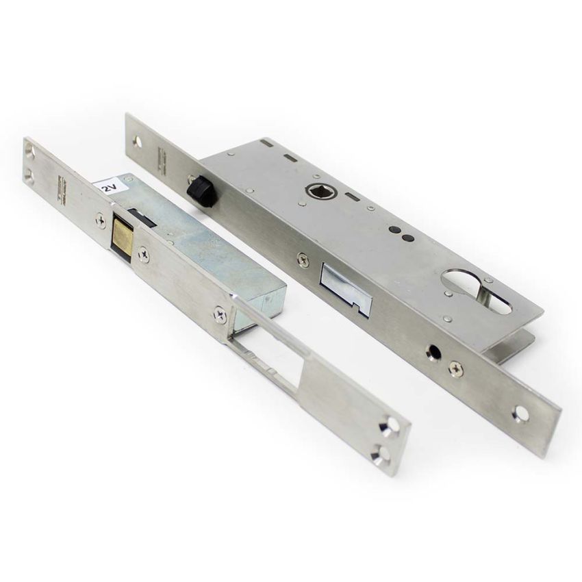 Fechadura eletromecânica automática Tesa TCP, entrada 35 mm, aço inoxidável