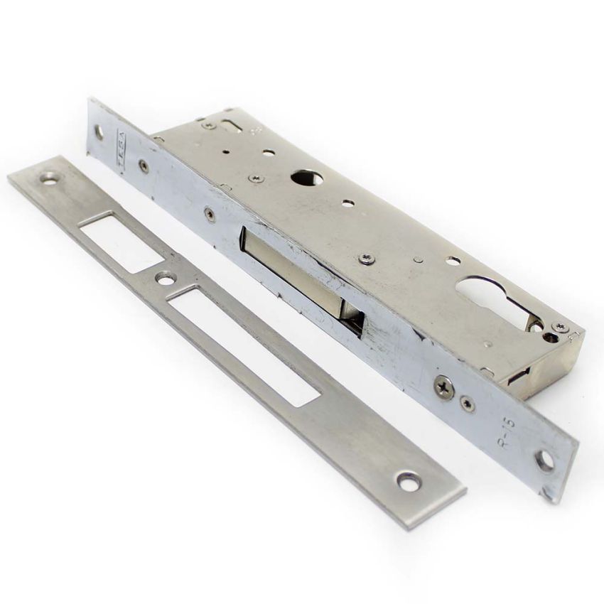 Fechadura de embutir alumínio Tesa 4211 sem trinco, entrada 35mm, niquelado