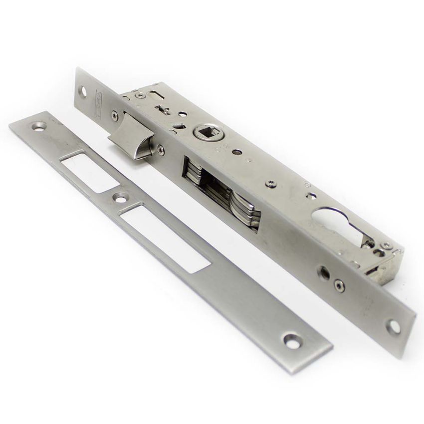 Fechadura de embutir alumínio Tesa 4240, entrada 20mm, inox