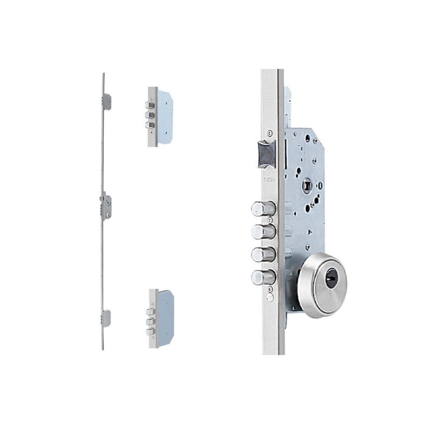 Fechadura multiponto 3 pontos TESA TLB, chapa em U, entrada 60mm, aço inox