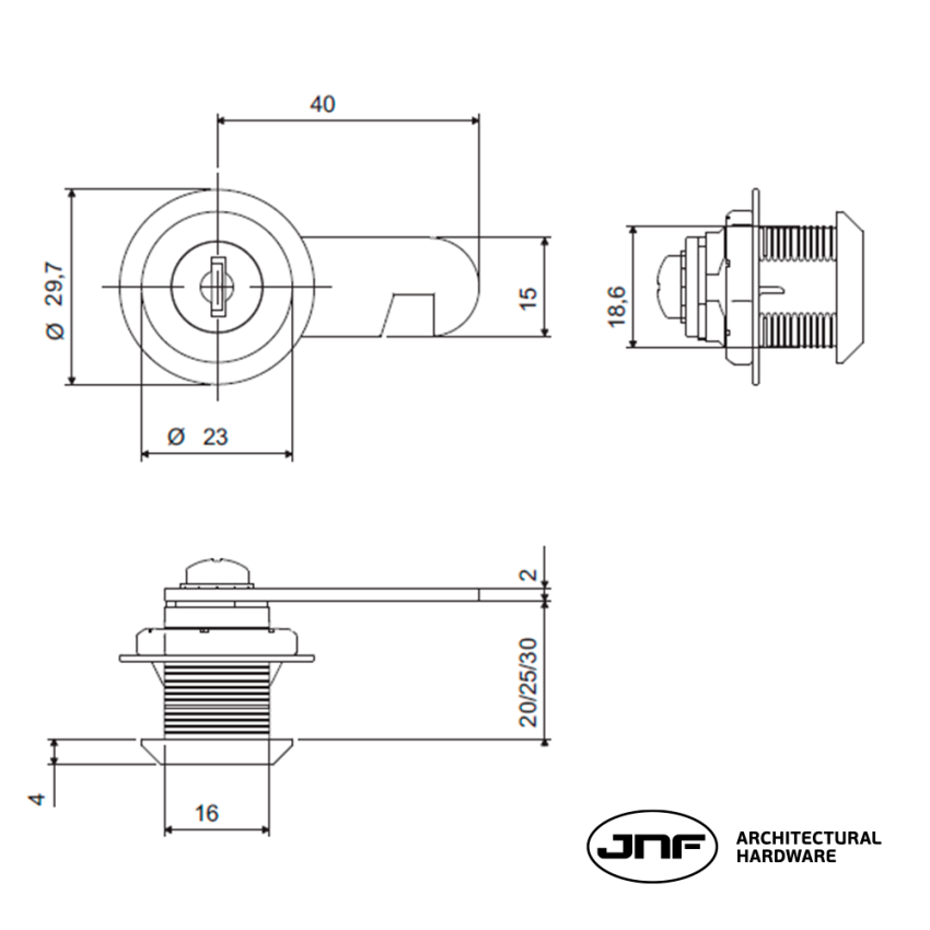 Fecho JNF FC7715.30 com 30 mm de comprimento
