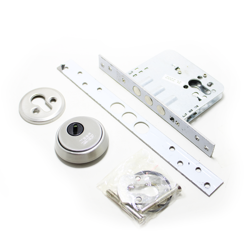 Fechadura de embutir madeira Tesa R201B, entrada 60 mm, niquelado, s/ cilindro