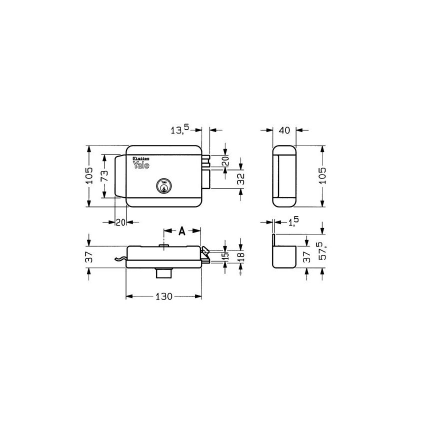 Fechadura elétrica de sobrepor Yale 67000602, esquerda