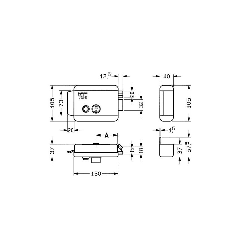 Fechadura elétrica de sobrepor Yale 67800501, direita