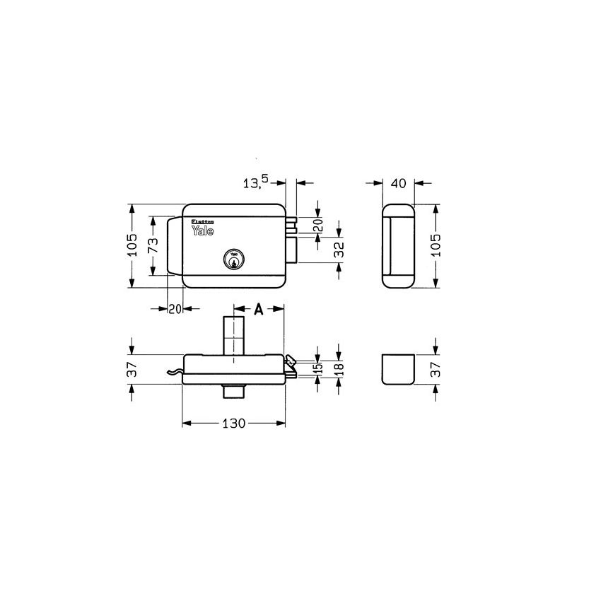 Fechadura elétrica de sobrepor Yale 68000601, direita