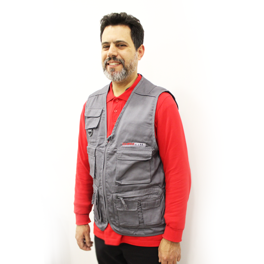Colete Chaviarte multibolsos com fole e palas interiores