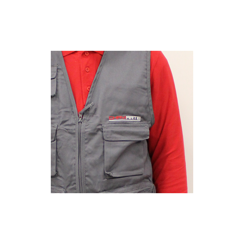 Colete Chaviarte multibolsos com fole e palas interiores