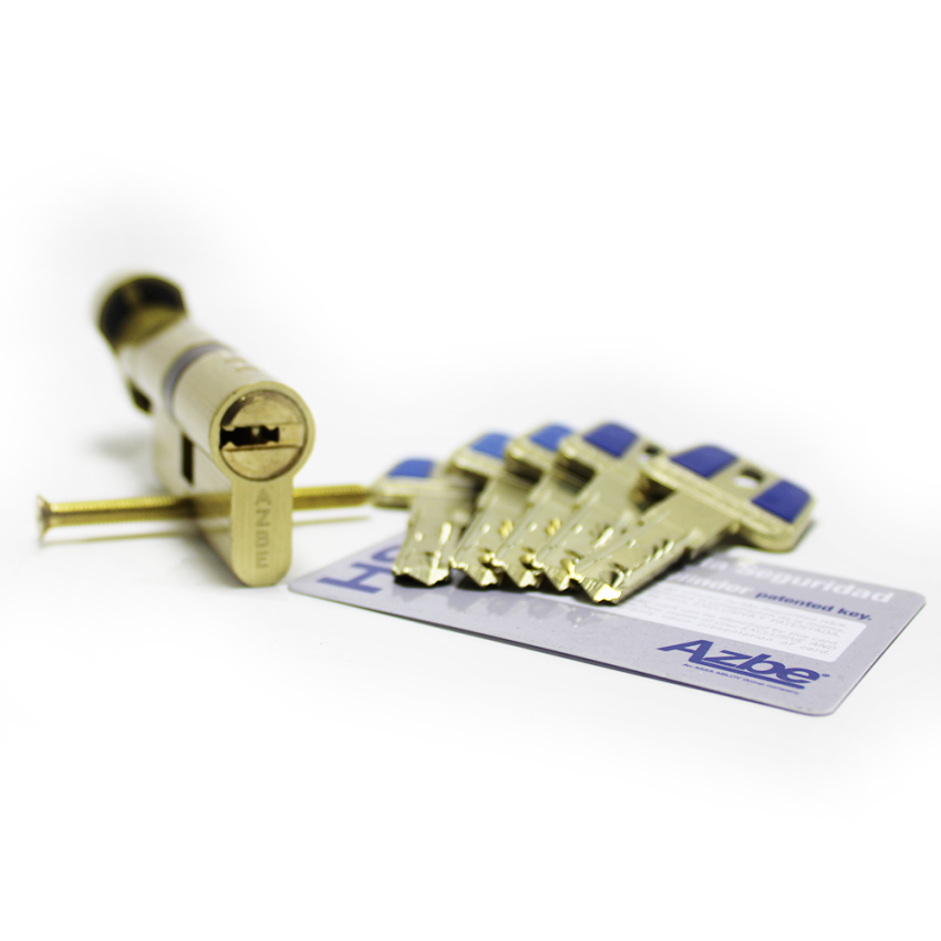 Cilindro Yale HSK de botão 30x30mm latonado