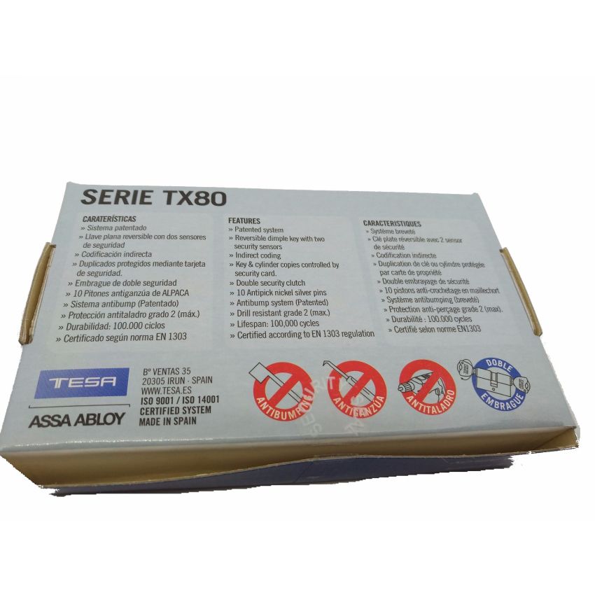 Cilindro Tesa TX80 50x10mm niquelado