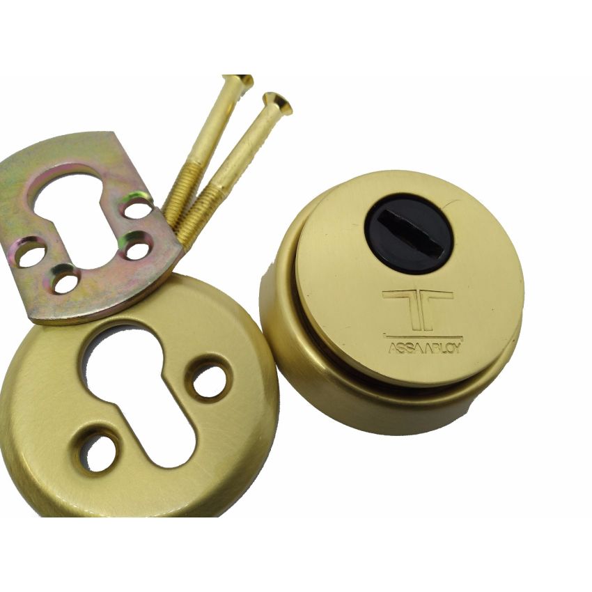 Escudo de segurança TESA com proteção rotativa para cilindro de perfil europeu, dourado