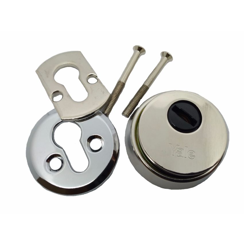 Escudo de segurança YALE com proteção rotativa para cilindro de perfil europeu, cromado