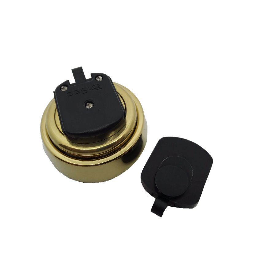 Escudo de segurança Disec dourado redondo, com proteção magnética, para cilindro de perfil europeu, 50 mm