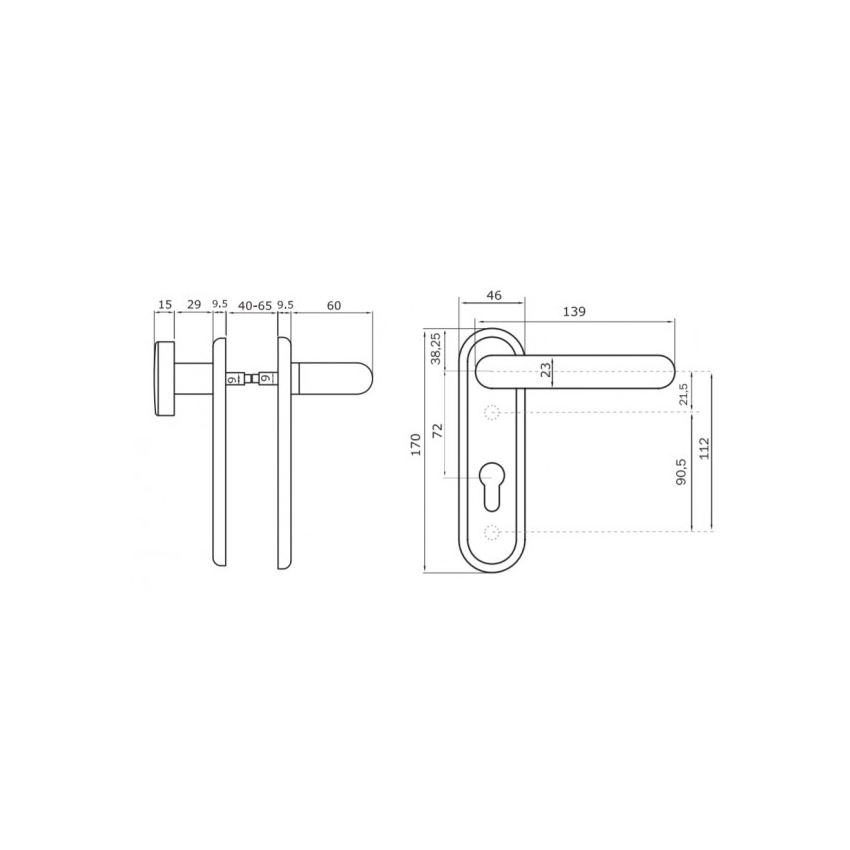 Puxador Iseo conjunto manípulo + fixo corta-fogo