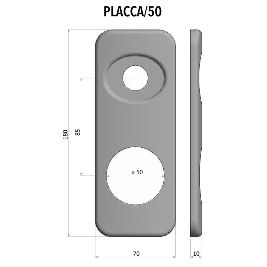 Espelho comprido AF, exterior, bronze, 50 mm