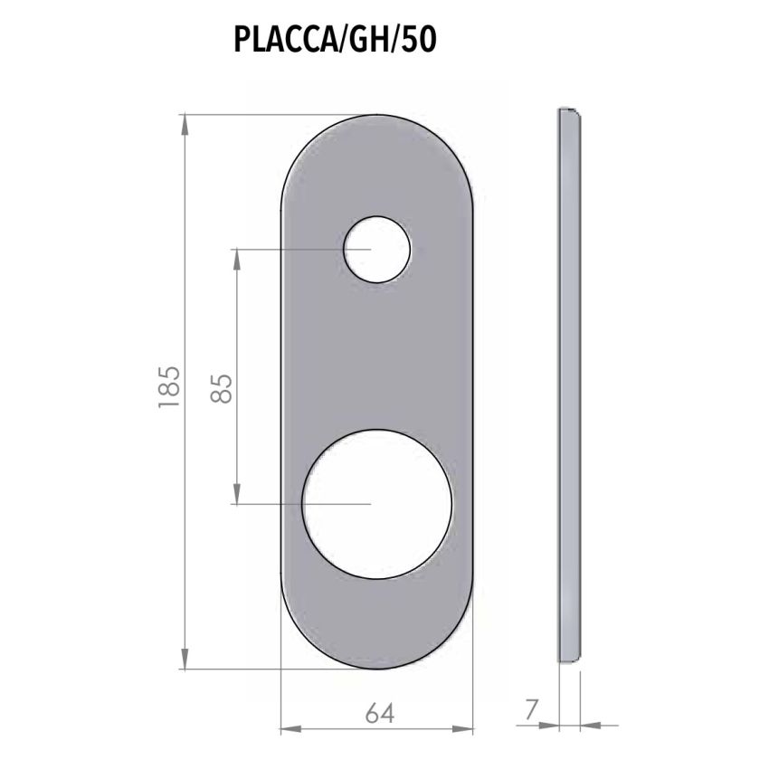 Espelho comprido AF modelo GH, exterior, argento, 50 mm