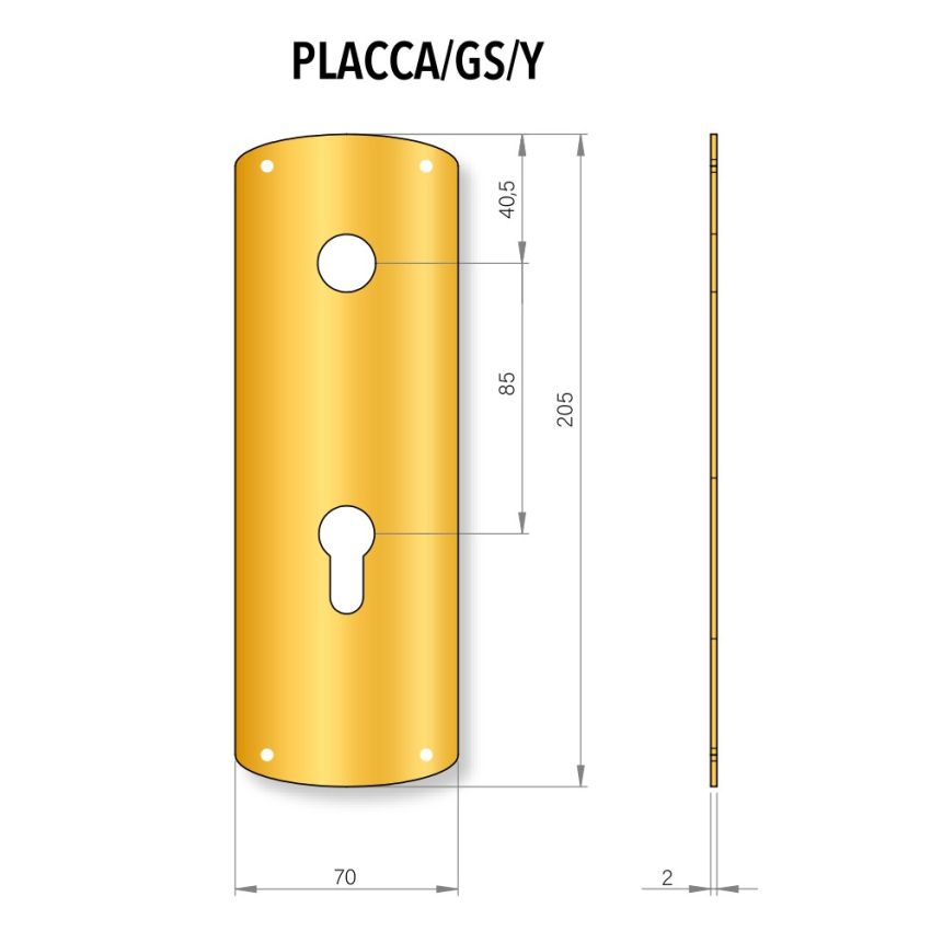 Placa substituição AF Grip Stop Yale/Euro Latão