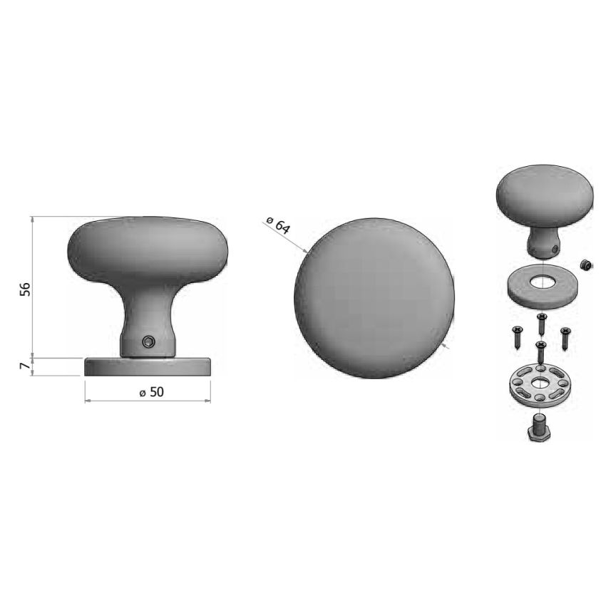 Puxador fixo AF, redondo, exterior, argento
