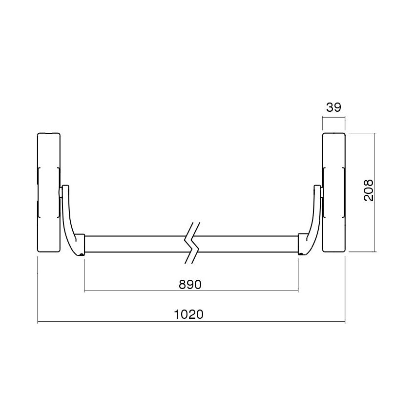 Barra antipânico Tesa 1970 para fechadura de embutir, em cinzento