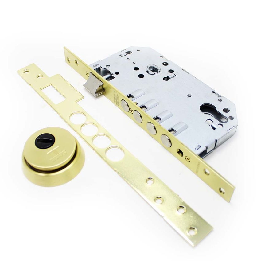 Fechadura de embutir madeira Tesa R200B, entrada 60 mm, latonado