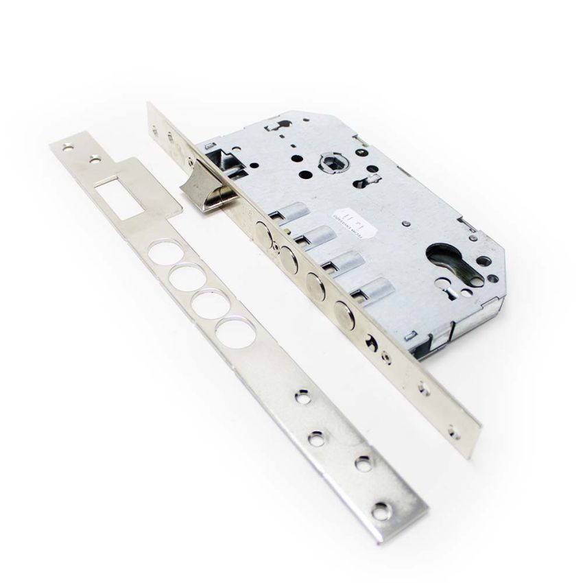 Fechadura de embutir madeira Tesa R200B, entrada 50 mm, niquelado (incluí cilindro e escudo de segurança)