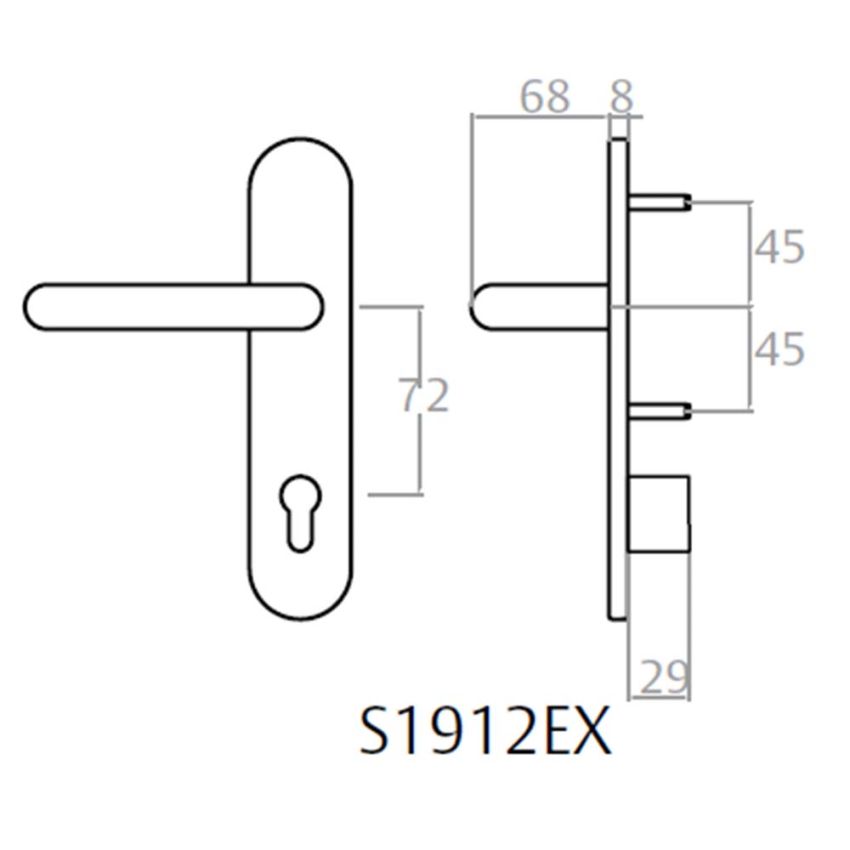 Puxador de muleta Tesa S1912EXNE, com espelho comprido, negro