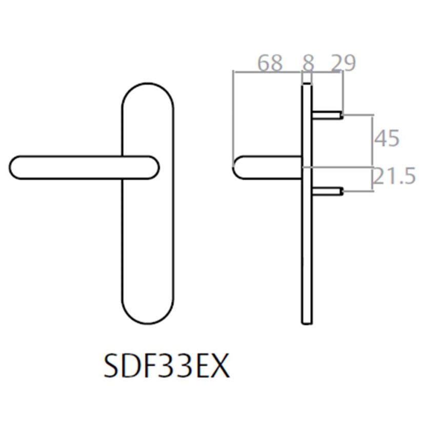 Puxador de muleta Tesa SDF33EXNE, com espelho comprido, negro