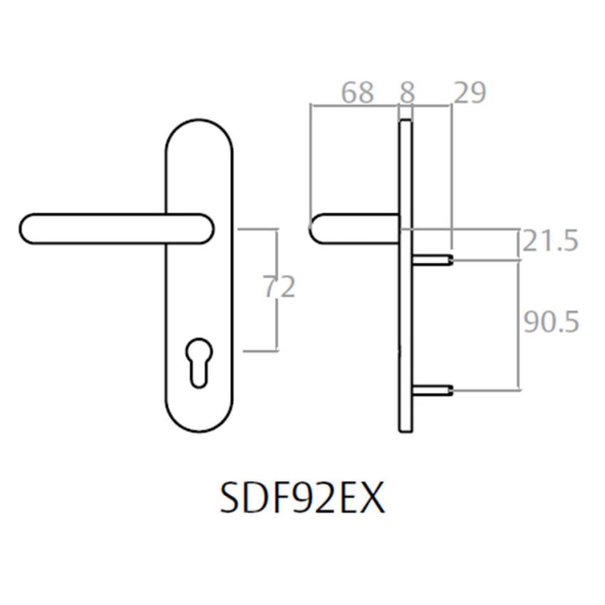 Puxador Tesa manipulo exterior para corta-fogo 60, negro, SDF92EXNE