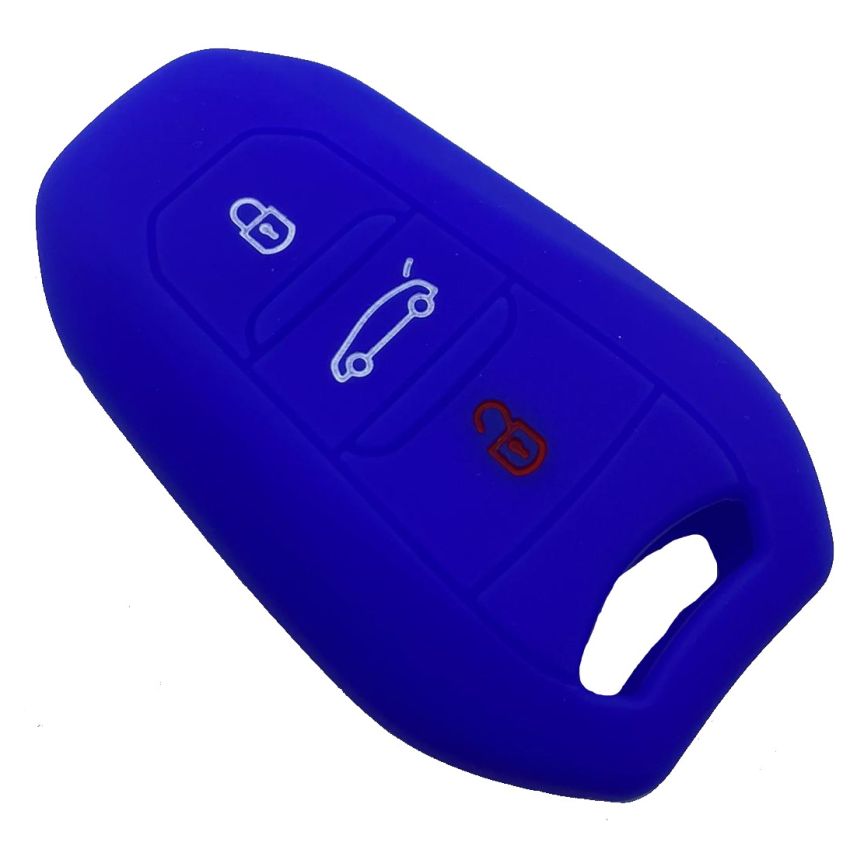 Capa Silicone Peug Três Botões Smartkey Azul