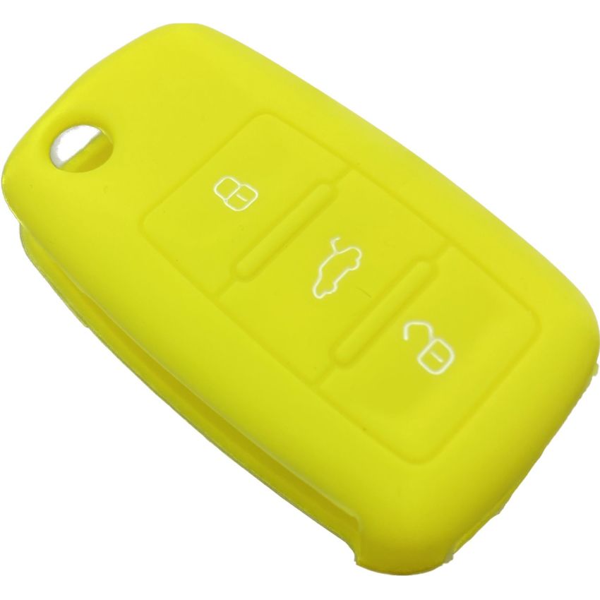 Capa silicone Volkswagen, três botões, amarela