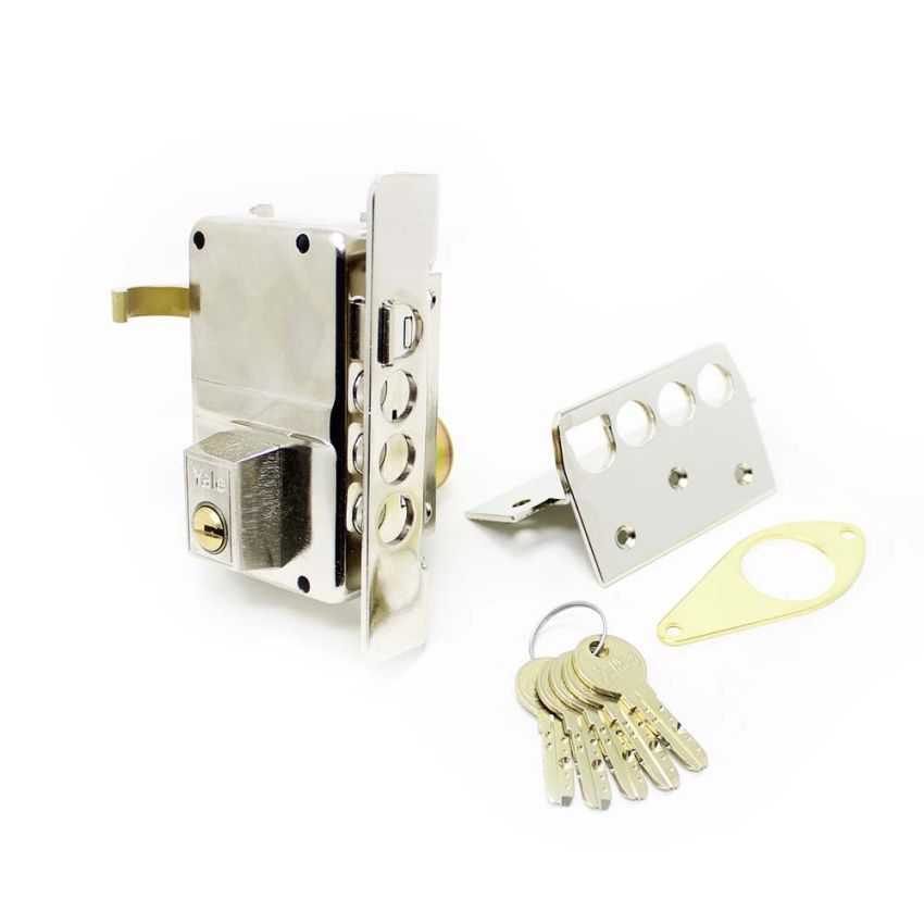 Fechadura Yale 8HS de sobrepor com 1 ponto fecho, direita, niquelado