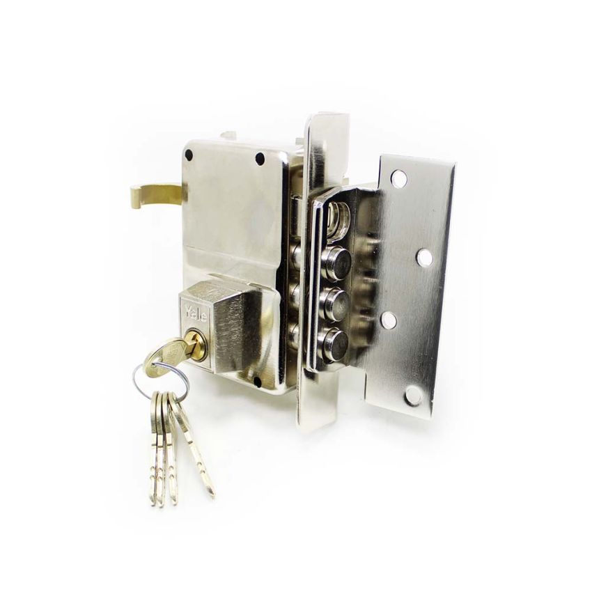 Fechadura Yale 8HS de sobrepor com 1 ponto fecho, direita, niquelado