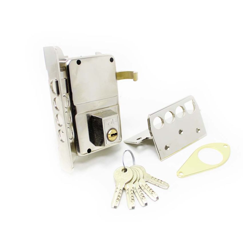 Fechadura Yale 8HS de sobrepor com 1 ponto fecho, esquerda, niquelado