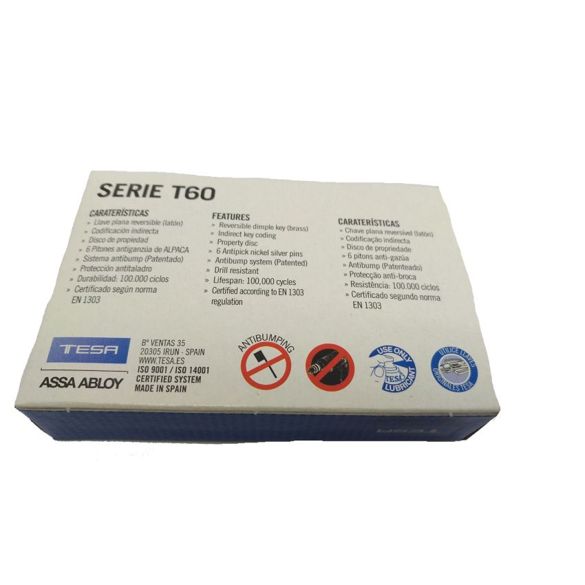 Cilindro Tesa T60 de botão 40x45mm latonado