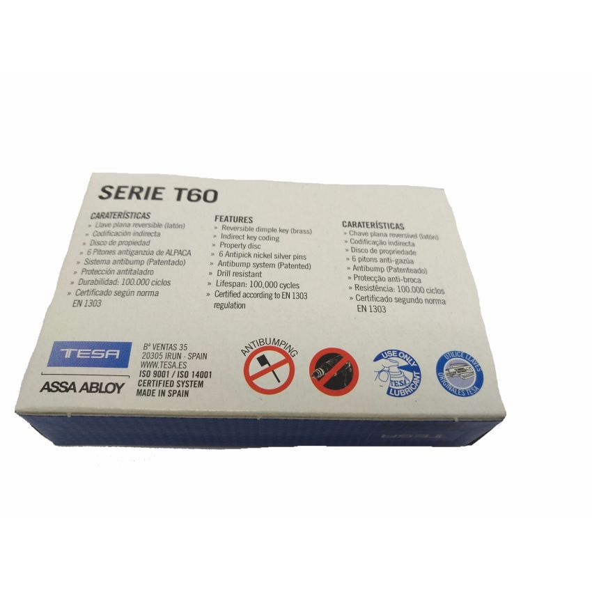 Cilindro Tesa T60 45x10mm niquelado